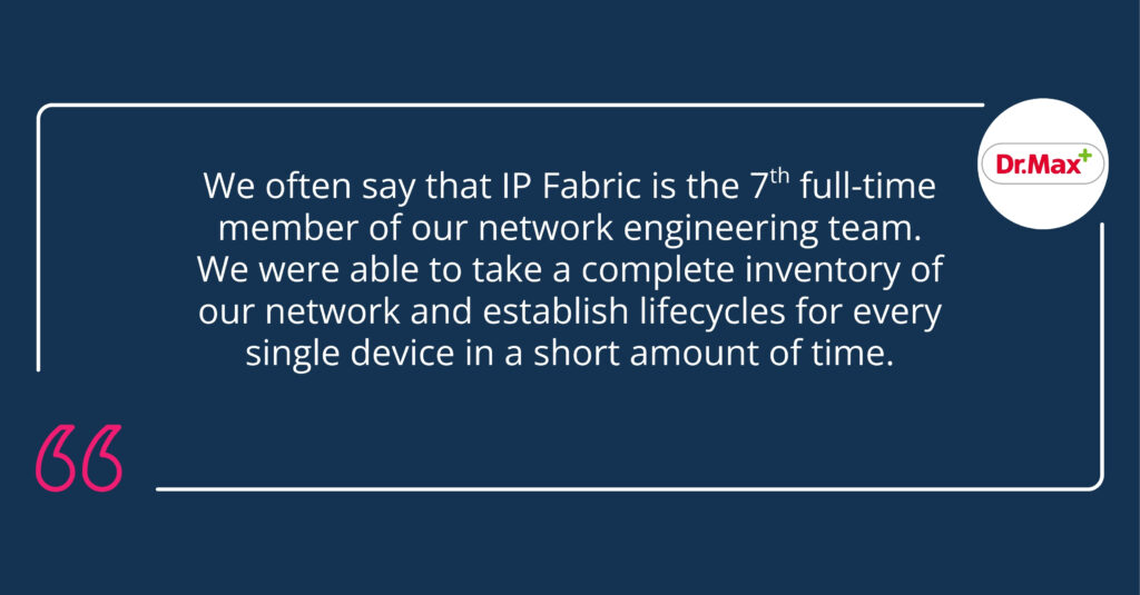 Dr. Max uses IP Fabric's network digital twin to implement SD-WAN.